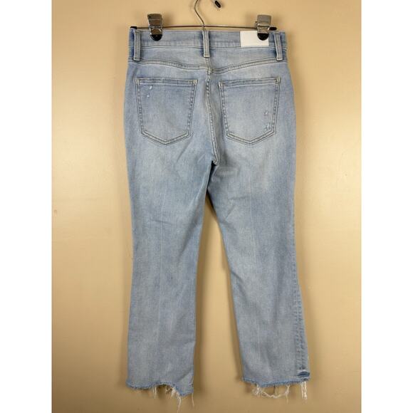 PISTOLA Medium Wash Straight Crop Jeans with Raw Hem, Distressed, Mid Rise 27 - Picture 5 of 14